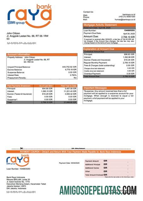 para download Banco da Indonésia Raya Indonésia Declaração de hipoteca e modelo PDF